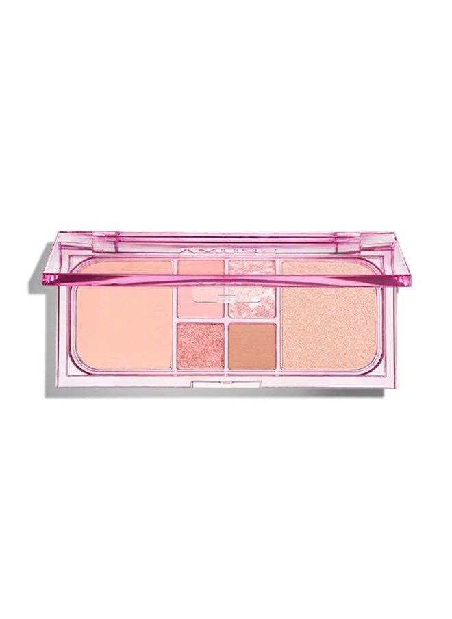 AMUSE Vegan Face All Palette Eyeshadow Blush Soft Matte Shimmer Contouring (02 PEACH GLOW)