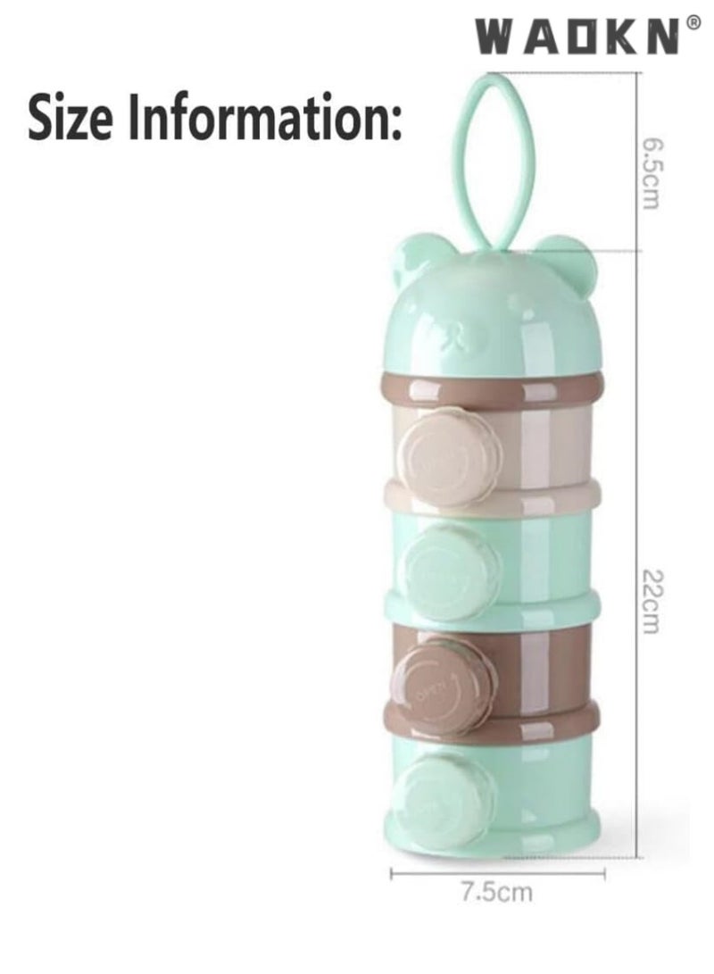 WAOKN 4 Layers Formula Dispenser, Portable Milk Powder Dispenser, Formula Container for Travel, Baby Feeding Food Storage Container, Stackable Snack Container, Formula Holder, Infant Milk Powder Box,Green - Image 5