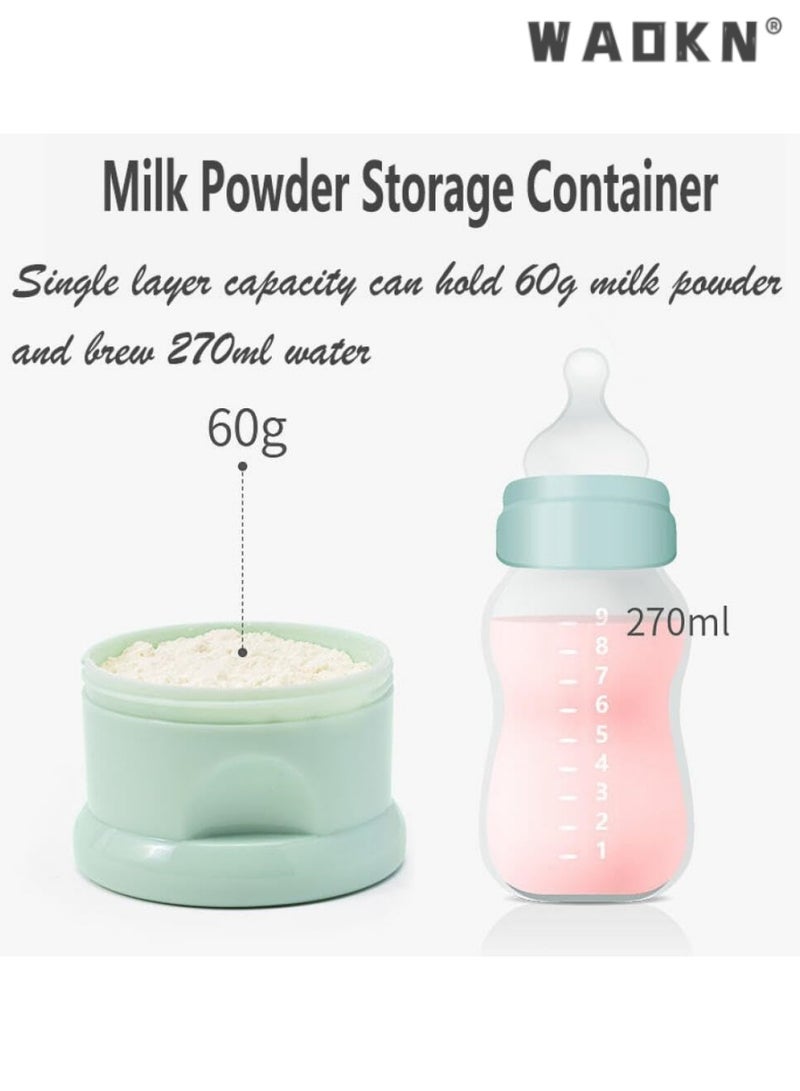 WAOKN 4 Layers Formula Dispenser, Portable Milk Powder Dispenser, Formula Container for Travel, Baby Feeding Food Storage Container, Stackable Snack Container, Formula Holder, Infant Milk Powder Box,Green - Image 3
