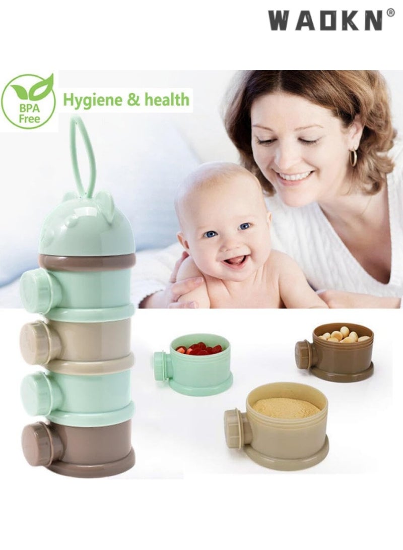 WAOKN 4 Layers Formula Dispenser, Portable Milk Powder Dispenser, Formula Container for Travel, Baby Feeding Food Storage Container, Stackable Snack Container, Formula Holder, Infant Milk Powder Box,Green - Image 4