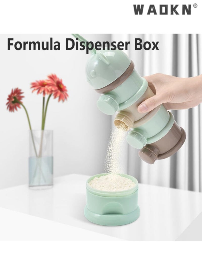 WAOKN 4 Layers Formula Dispenser, Portable Milk Powder Dispenser, Formula Container for Travel, Baby Feeding Food Storage Container, Stackable Snack Container, Formula Holder, Infant Milk Powder Box,Green - Image 2