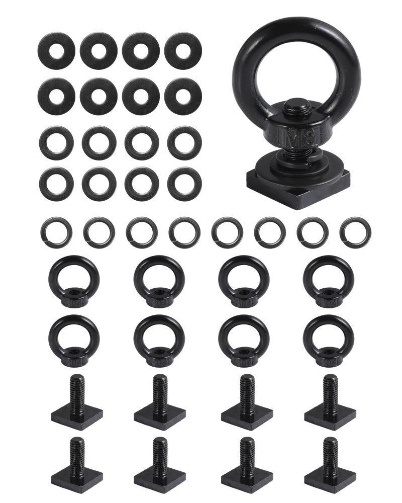 moroinriz T Track Mount Tie Down Anchor for Roof Rack, M8 Heavy Duty Ring Shaped Eye Bolt, Stainless Steel T Bolt Eye Nut Tie Down Rings for Holding Bungee Cord, Ropes, Hooks - Image 1