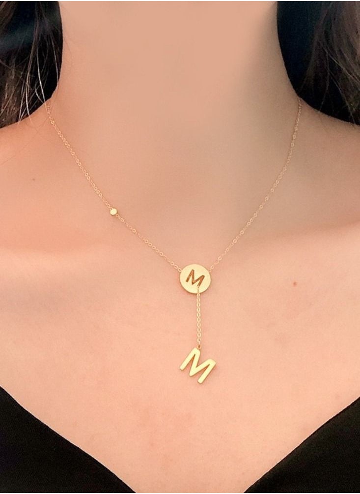 Generic - Gold Stainless Steel 18K Gold-Plated English Letters Simple And Exquisite Designer Style Collarbone Necklace Does Not Fade - Image 1