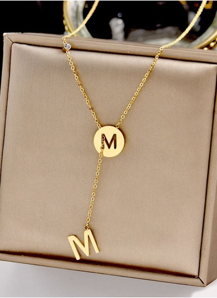 Generic - Gold Stainless Steel 18K Gold-Plated English Letters Simple And Exquisite Designer Style Collarbone Necklace Does Not Fade - Image 1