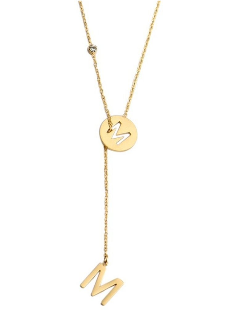 Generic - Gold Stainless Steel 18K Gold-Plated English Letters Simple And Exquisite Designer Style Collarbone Necklace Does Not Fade - Image 1