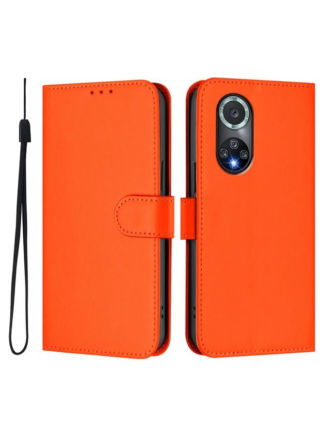 اس-توب جراب لهاتف Honor 50 Pro / Huawei nova 9 Pro مصنوع من الجلد بلون سادة مع حبل - Image 2