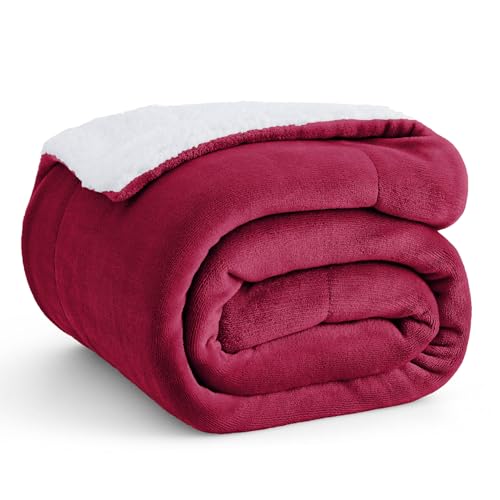 Bedsure Bedsure Sherpa Fleece Throw Blanket Twin Size for Couch  Thick and Warm Soft Fuzzy Plush Twin Blanket for Winter Red 60x80 Inches 