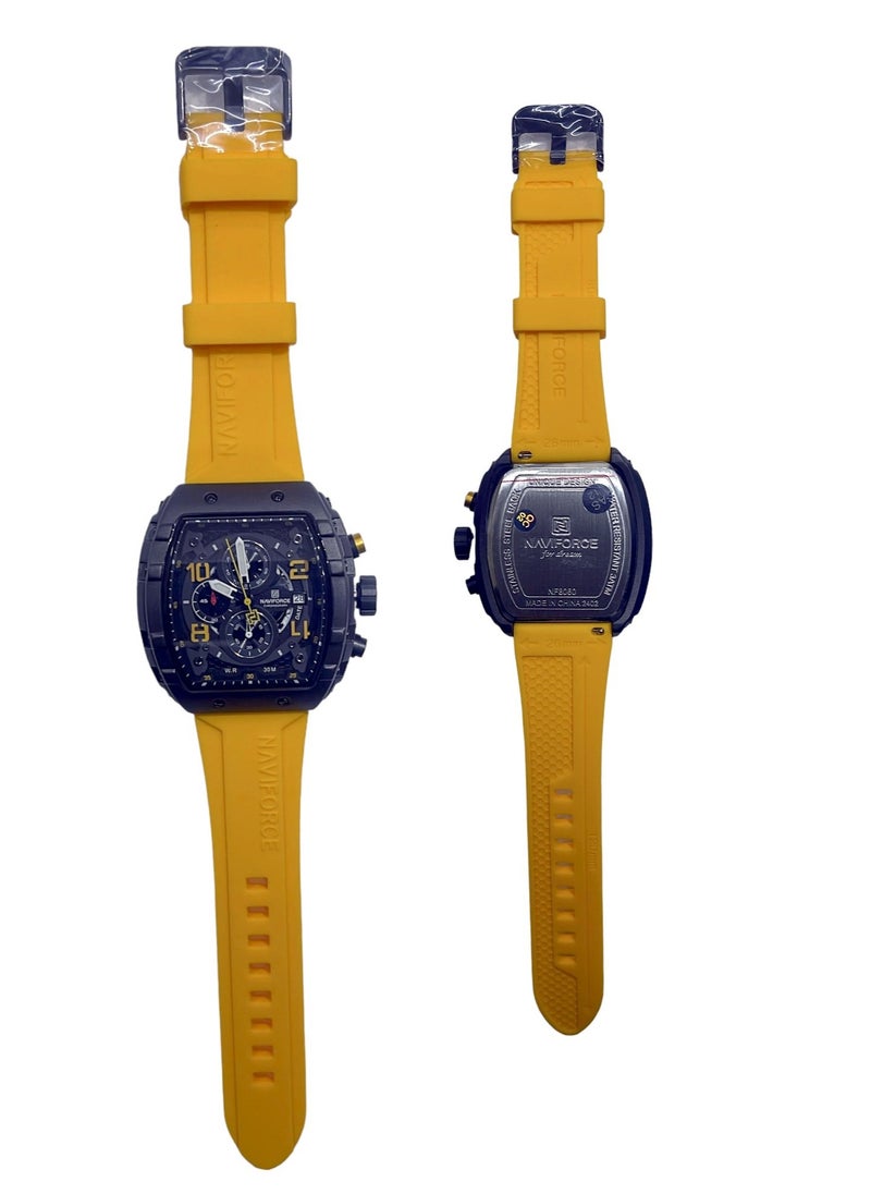 NAVIFORCE - New NAVIFORCE 8060 Men Watch Sport Wristwatch, Silicone Strap Quartz Clock - Image 1