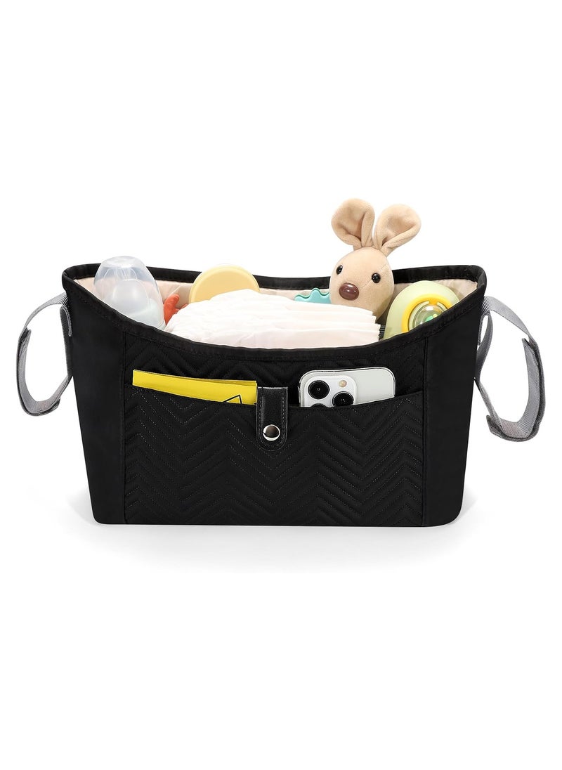 NNEWVANTE Universal Stroller Organizer, Stroller Bag Stroller Caddy Organizer, Stroller Accessories Fits for Uppababy, Baby Jogger, Nuna, Doona, Britax Strollers, Black  - Image 1