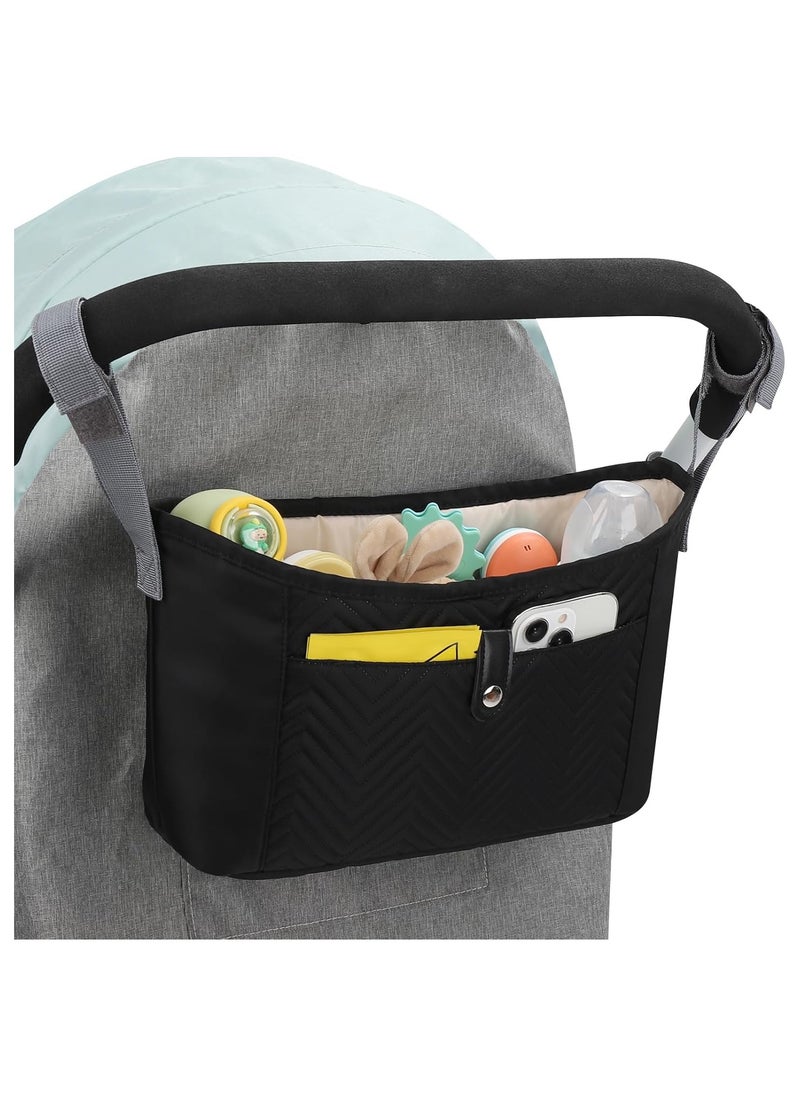 NNEWVANTE Universal Stroller Organizer, Stroller Bag Stroller Caddy Organizer, Stroller Accessories Fits for Uppababy, Baby Jogger, Nuna, Doona, Britax Strollers, Black  - Image 3