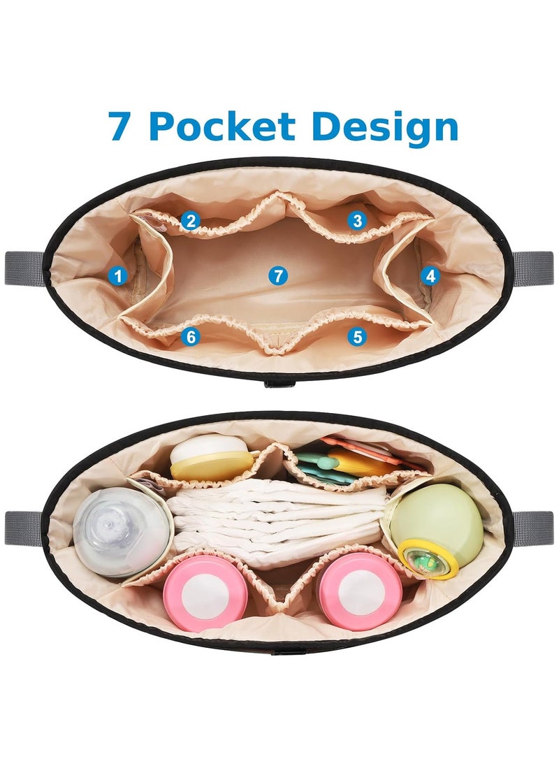 NNEWVANTE Universal Stroller Organizer, Stroller Bag Stroller Caddy Organizer, Stroller Accessories Fits for Uppababy, Baby Jogger, Nuna, Doona, Britax Strollers, Black  - Image 5