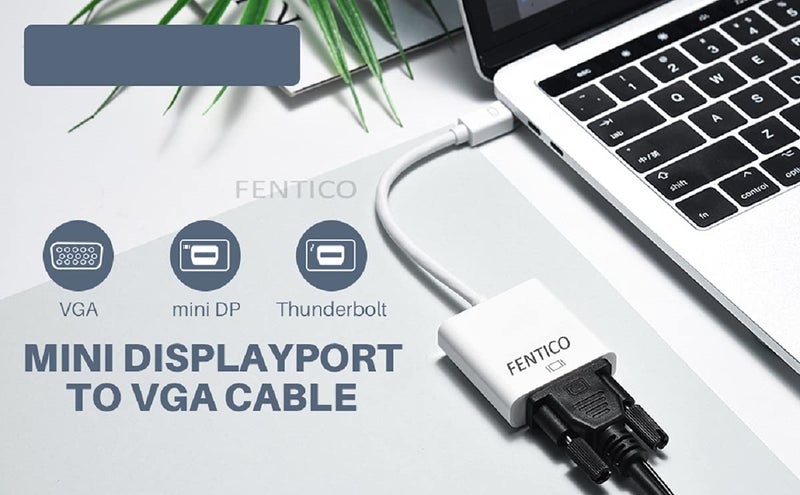 FENTICO Mini DisplayPort to VGA Adapter - Mini DP to VGA Converter - 1080p Video - mDP or Thunderbolt 1/2 Mac/PC to VGA for Monitor/Projector/Display - Image 3