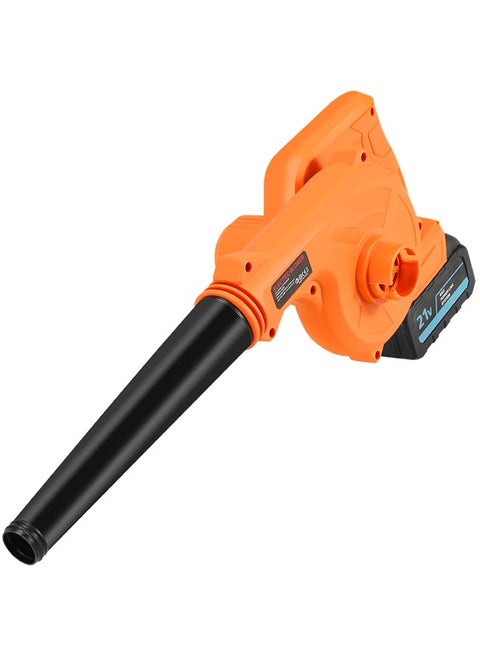 21V Variable Speed Electric Leaf Blower, With Collection Bag, For Home And Garden, with 1 Lithium Batteries and Charger,Multi-function Electric Leaf Blower，Orange/Black