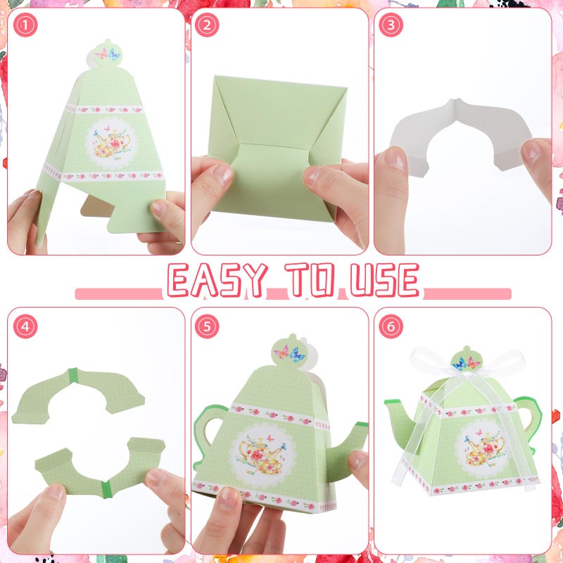 Seajan 48 Pcs Tea Party Treat Gift Boxes Teapot Favor Boxes for Birthday Wedding Bridal Baby Shower Tea Party, 4 Styles (Cute) - Image 5