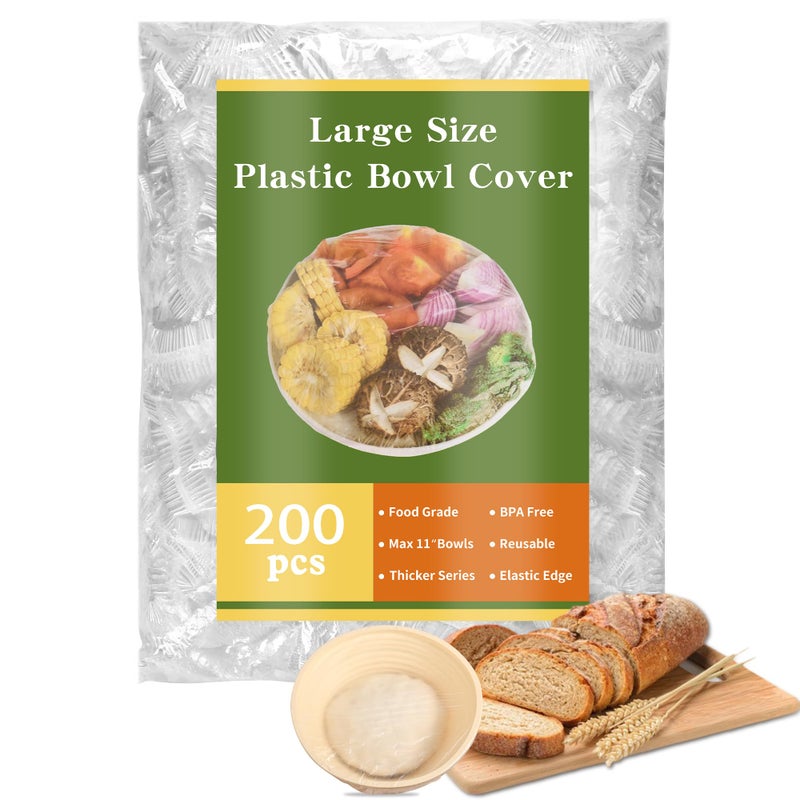 RXRRXR 200 Bowl Covers Shower Caps for Sourdough Bread Proofing Large Elastic Reusable Plastic Wrap for Food Storage Baking Rising Meal-Prep Fermentation BPA-Free Keep Food Fresh - Image 1