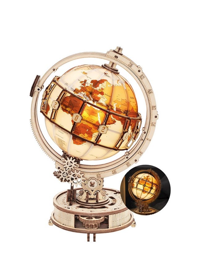 ROKR - ROKR 3D Wooden Puzzles for Adults Illuminated Globe with Stand 180pcs 3D Puzzles Built-in LED Model Kit Hobby Gifts for Adults/Teens Home Decor - Image 1