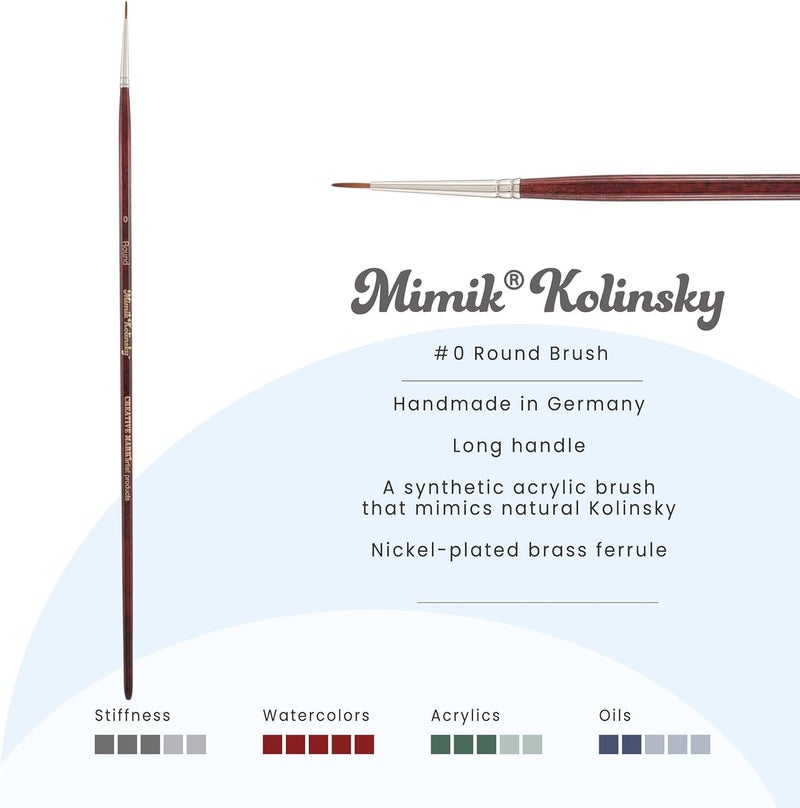 Creative Mark Mimik Kolinsky Watercolor Brush - # 0 Round - Long Handle Synthetic Paint Brush - Handmade in Germany - Synthetic Sable Paint Brushes for Professional Artists - Animal-Friendly - Image 2