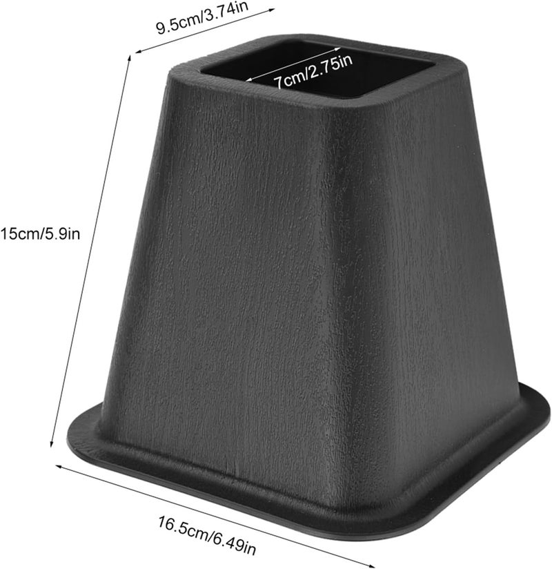 Garosa 4Pcs Black Furniture Raisers Sofa Foot Pad Heightening Pad Elephant Feet Design Risers with Intergrated Top Recess for Lifting Beds Sofas Desks and Chairs - Image 2