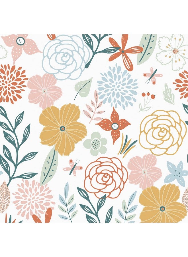 WENMER Floral Peel and Stick Wallpaper 17.71”×197”Boho Floral Wallpaper Pink Floral Contact Paper Self Adhesive Removable Wallpaper for Bathroom Cabinet Decorative - Image 1