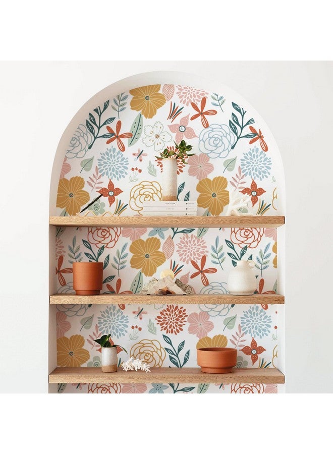 WENMER Floral Peel and Stick Wallpaper 17.71”×197”Boho Floral Wallpaper Pink Floral Contact Paper Self Adhesive Removable Wallpaper for Bathroom Cabinet Decorative - Image 2