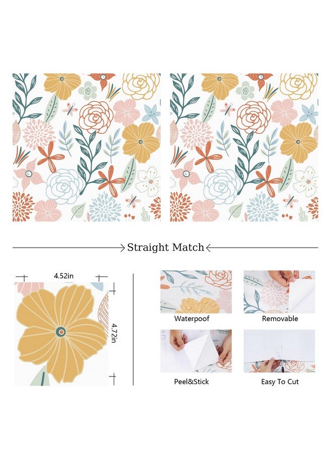 WENMER Floral Peel and Stick Wallpaper 17.71”×197”Boho Floral Wallpaper Pink Floral Contact Paper Self Adhesive Removable Wallpaper for Bathroom Cabinet Decorative - Image 5