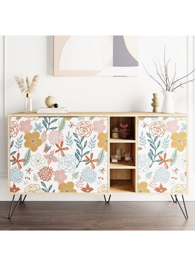 WENMER Floral Peel and Stick Wallpaper 17.71”×197”Boho Floral Wallpaper Pink Floral Contact Paper Self Adhesive Removable Wallpaper for Bathroom Cabinet Decorative - Image 4