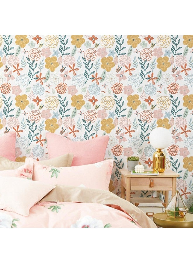 WENMER Floral Peel and Stick Wallpaper 17.71”×197”Boho Floral Wallpaper Pink Floral Contact Paper Self Adhesive Removable Wallpaper for Bathroom Cabinet Decorative - Image 3