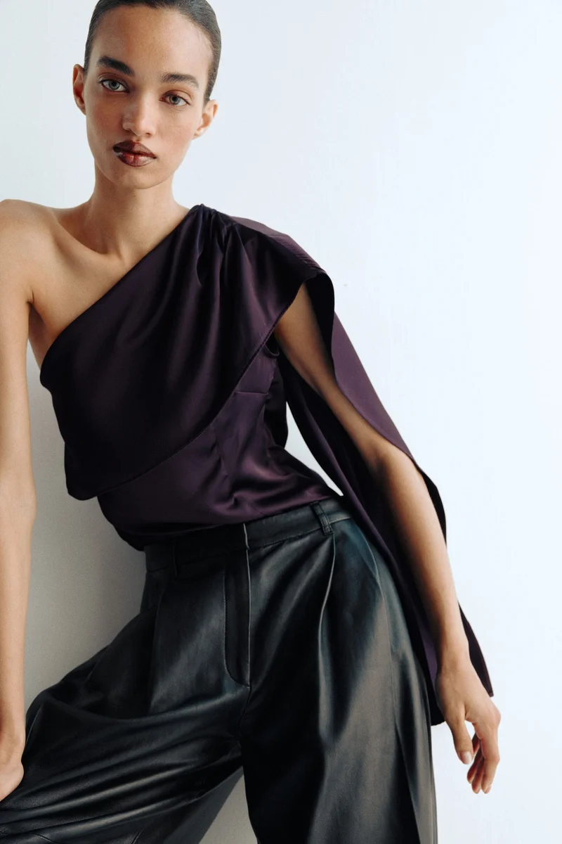 H&M Scarf-detail satin top