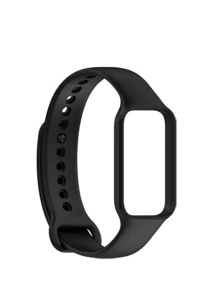 سوار بديل من السيليكون متوافق مع Xiaomi Smart Band 8 Active (أسود) - Image 1