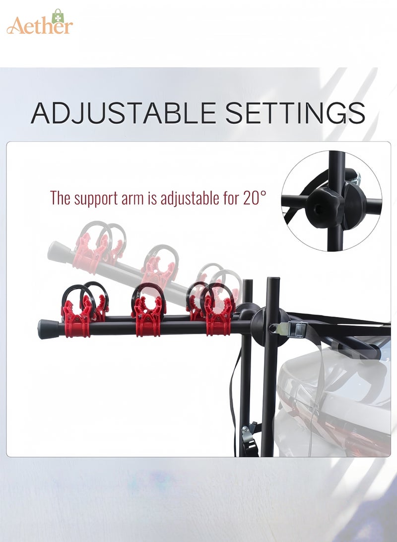 أثير حامل دراجة للسيارة، قابل للطي 3 حامل دراجة هوائية حامل حامل حامل حامل لمعظم سيارات السيدان/الهاتشباك/الشاحنات الصغيرة SUV، حامل حامل خلفي للسيارة ودورة الدراجة - Image 3