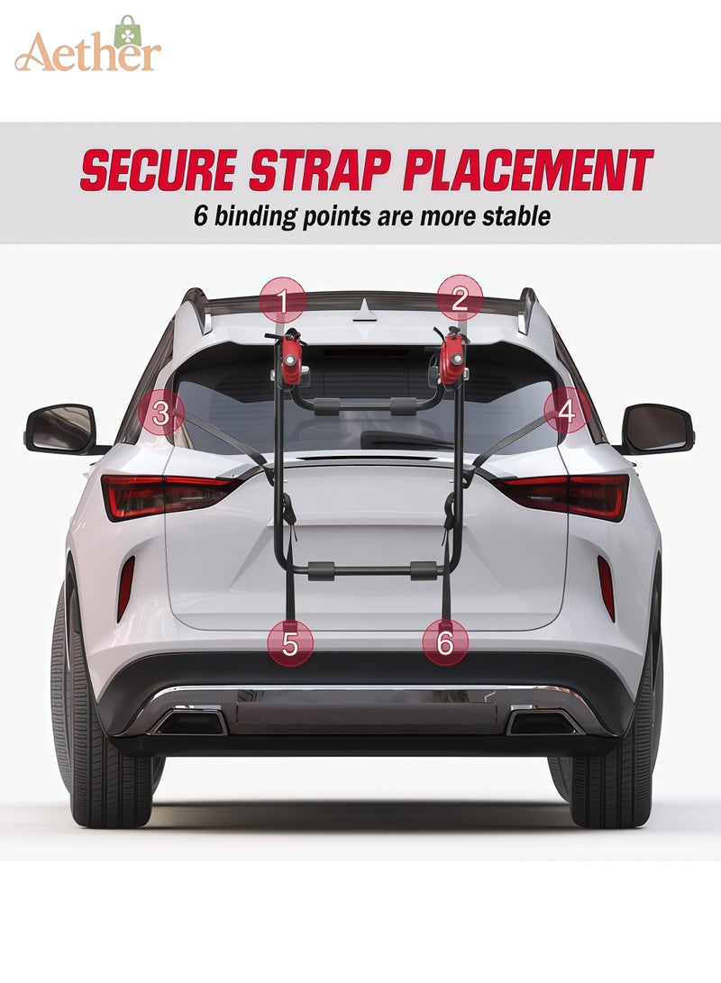 أثير حامل دراجة للسيارة، قابل للطي 3 حامل دراجة هوائية حامل حامل حامل حامل لمعظم سيارات السيدان/الهاتشباك/الشاحنات الصغيرة SUV، حامل حامل خلفي للسيارة ودورة الدراجة - Image 2