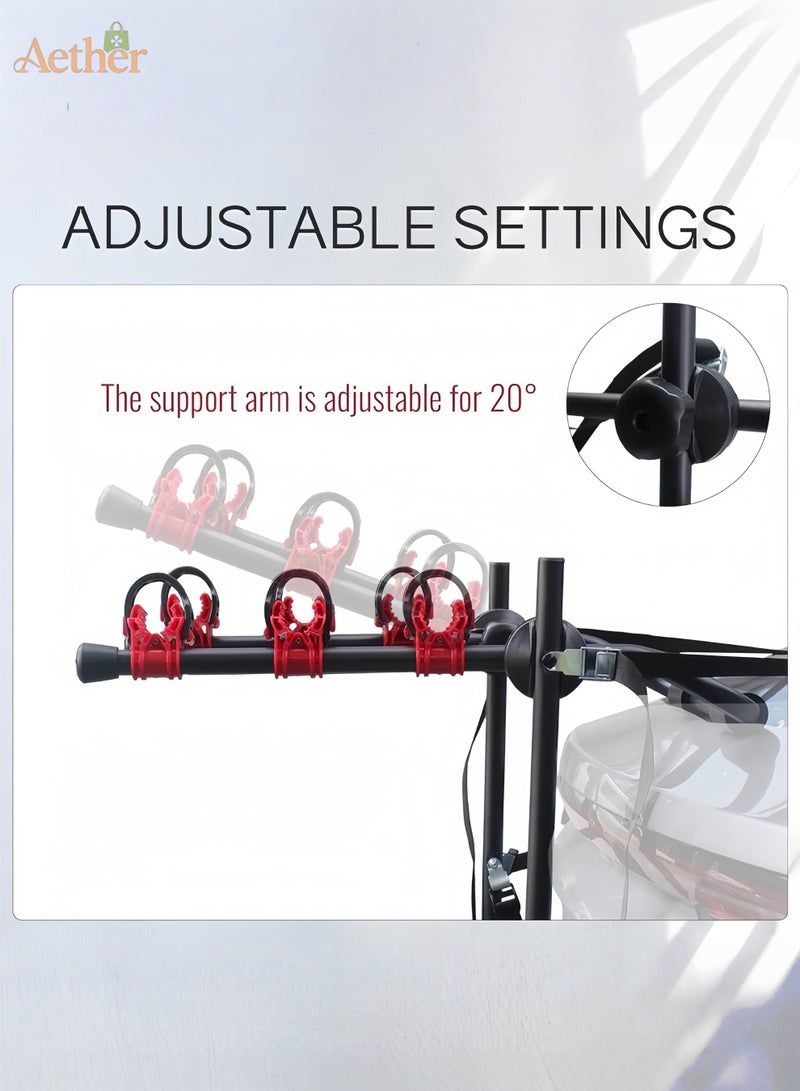 أثير حامل دراجة للسيارة، قابل للطي 3 حامل دراجة هوائية حامل حامل حامل حامل لمعظم سيارات السيدان/الهاتشباك/الشاحنات الصغيرة SUV، حامل حامل خلفي للسيارة ودورة الدراجة - Image 4