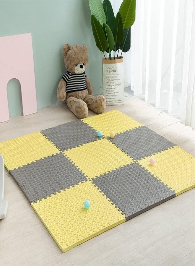 SIGNATRON 4 Tiles - 16 Sq Ft, Kids Puzzle Exercise Mat with EVA Foam Interlocking Tiles Play mats and Protective Flooring for Office, Home, School and Gym (Yellow - Grey) - Image 1