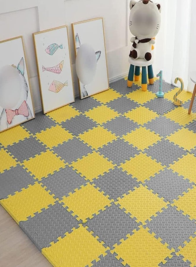 SIGNATRON 4 Tiles - 16 Sq Ft, Kids Puzzle Exercise Mat with EVA Foam Interlocking Tiles Play mats and Protective Flooring for Office, Home, School and Gym (Yellow - Grey) - Image 2