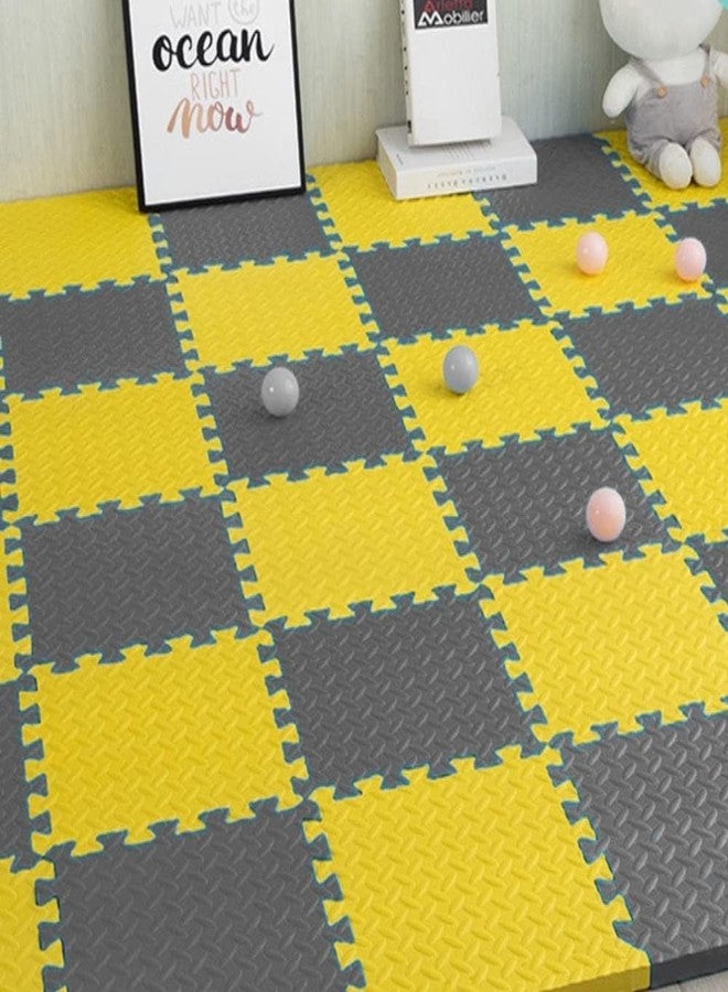 SIGNATRON 4 Tiles - 16 Sq Ft, Kids Puzzle Exercise Mat with EVA Foam Interlocking Tiles Play mats and Protective Flooring for Office, Home, School and Gym (Yellow - Grey) - Image 3