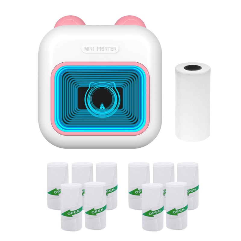 Mini Pocket Thermal Instant Photo Printer 7-Color LED Light Label Maker Machine BT Wireless Connect Compatible with Android or iOS APP Support Receipt Label Memo Sticker Notes Lists Scrapbook DIY - Image 1