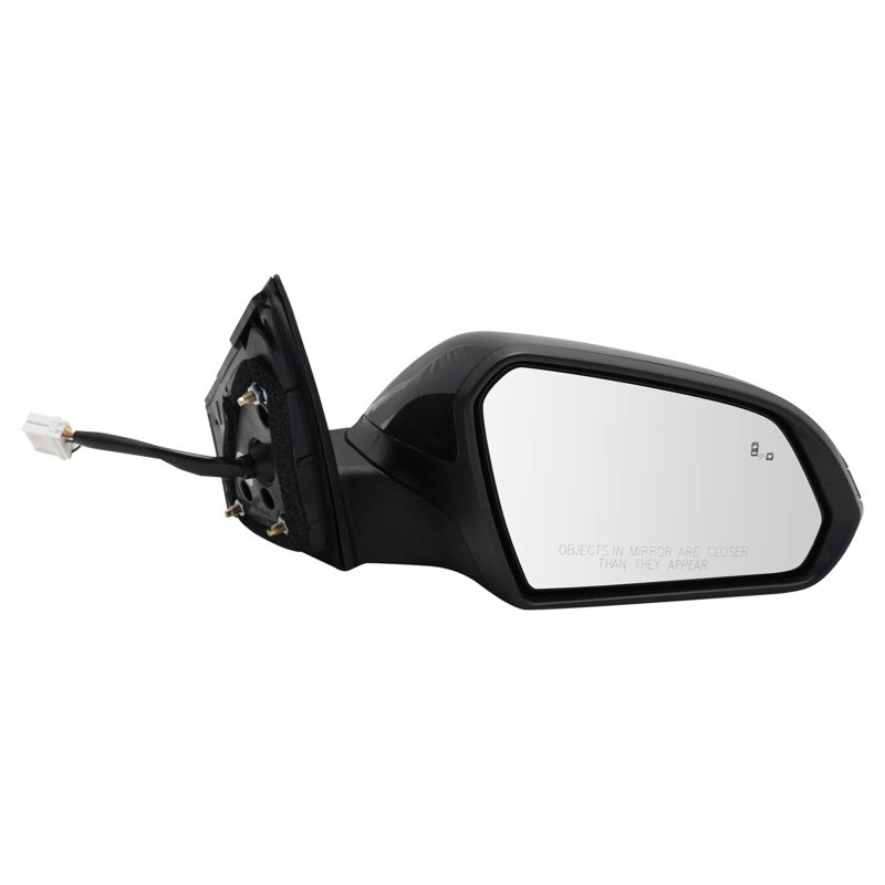 TRQ Right Mirror without Memory with Housing Turn Signal with Blind Spot Indicator with Gloss Black Cover Passenger Side Compatible with 20152017 Hyundai Sonata HY1321236