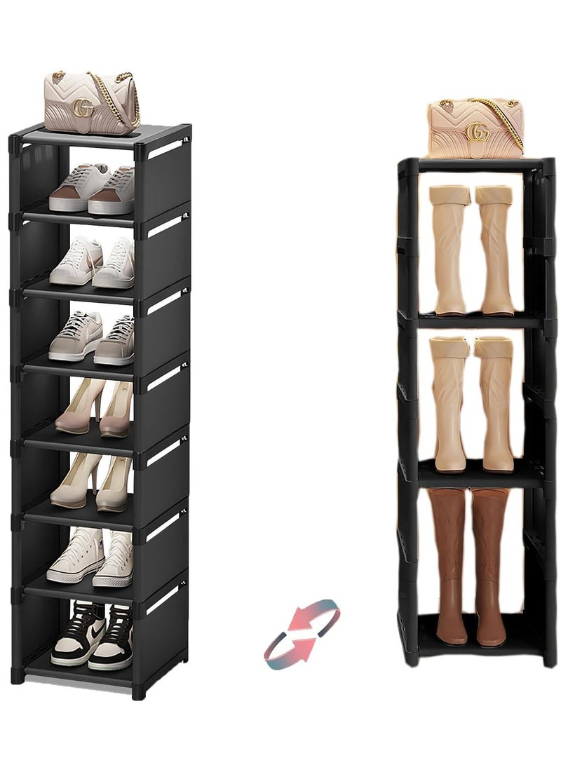 XiuWoo 8 Tier Narrow Shoe Rack Space Saving Boots Organizer Storage Metal Vertical Slim Shoe Show Rack for Living Room Bedroom Entryway Hallway Cloakroom - Image 1