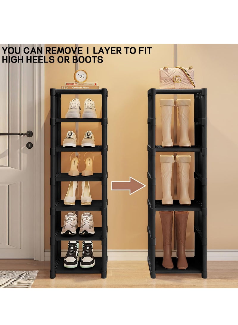XiuWoo 8 Tier Narrow Shoe Rack Space Saving Boots Organizer Storage Metal Vertical Slim Shoe Show Rack for Living Room Bedroom Entryway Hallway Cloakroom - Image 5