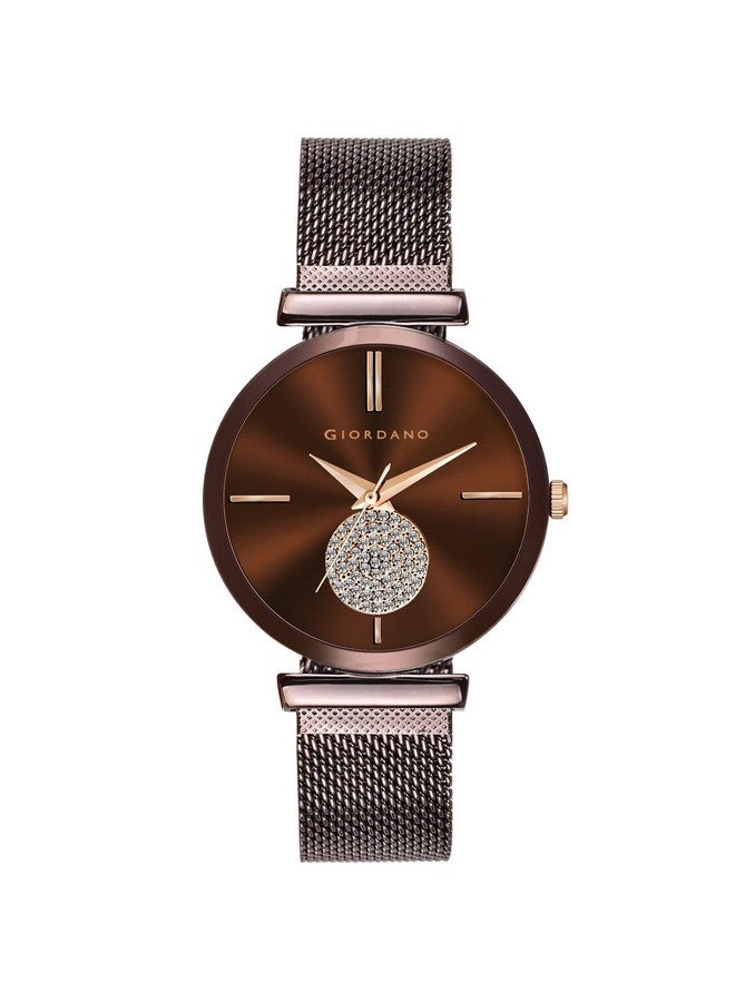 Giordano Eleganza Collection Stylish Watch for Women with Crystal Studded Dial Water Resistant Wrist Watch - GD-4066 - Image 1