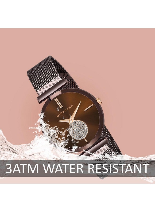 Giordano Eleganza Collection Stylish Watch for Women with Crystal Studded Dial Water Resistant Wrist Watch - GD-4066 - Image 4