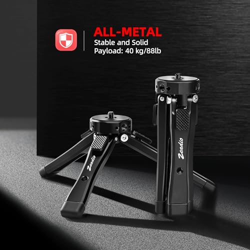 Zeadio Metal Camera Mini Tripod, Adjustable Heights Desktop Vlog Tripod Stand, Fits for Smooth 4, Osmo Mobile, Ronin-S, Vimble 2, Gimbal Handle Grip Stabilizer and All Cameras - Image 2