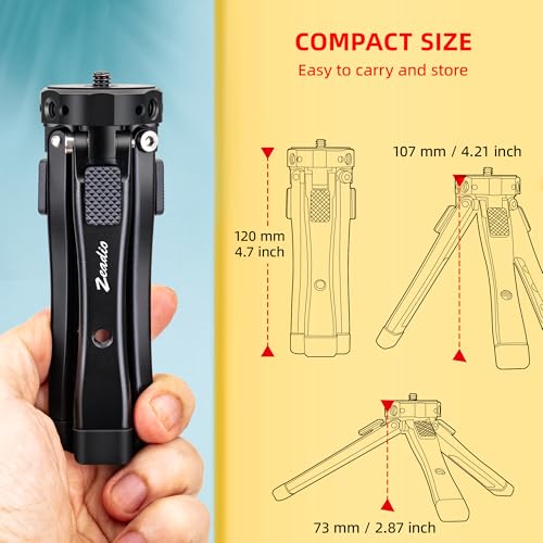 Zeadio Metal Camera Mini Tripod, Adjustable Heights Desktop Vlog Tripod Stand, Fits for Smooth 4, Osmo Mobile, Ronin-S, Vimble 2, Gimbal Handle Grip Stabilizer and All Cameras - Image 5