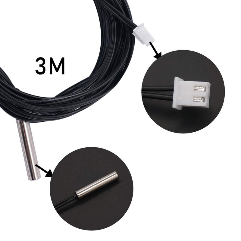 TWTADE 2 Pcs 3M 10K B3950 Thermistor Temperature Sensor,able to Support -25 to 125 Degree Celsius,Sensitive NTC Temperature Sensor Probeprobes has 5 * 25mm Stainless Steel housing NTC-3M-2P - Image 2