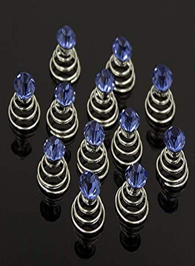 canjoyn 24 Pcs Bridal Gem Spin Hair Pins Swirl Hair Twists Coils Wedding Spiral Twist Hairpins Shiny Rhinestone Crystal Twisters Metal Spiral Updo Prom (Blue) - Image 3