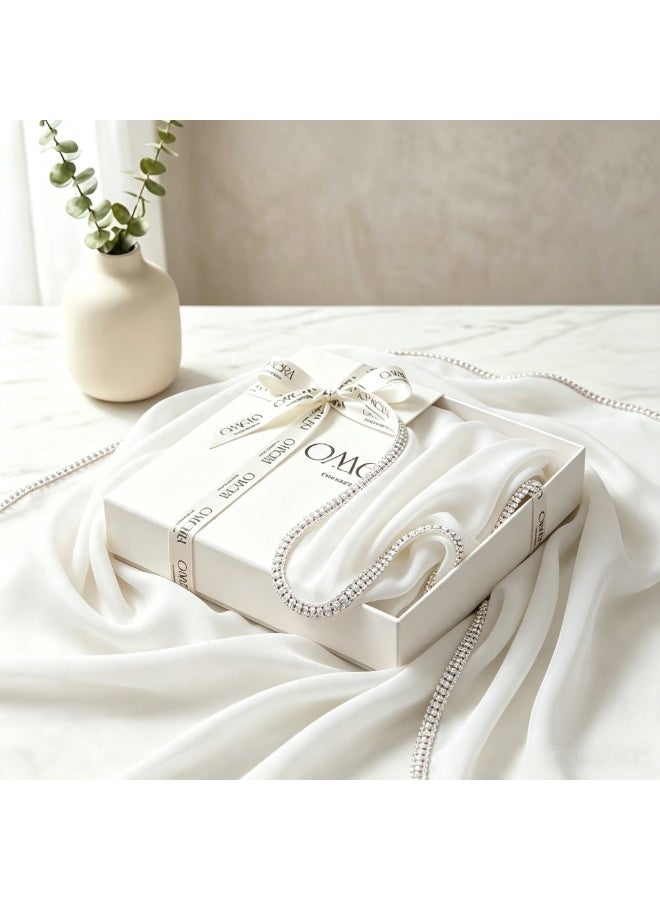 Women’s long chiffon scarf with a chain-link border and sparkling diamonds - Image 2