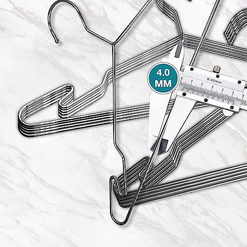 MLMD Lux Heavy Duty Metal Hangers with Unique Hook Design Durable & Sturdy Coat Hangers 4mm Thick Withstands 25lbs Weight Smooth Finish Compact Shirt Hangers - 40 Pack Chrome - Image 4