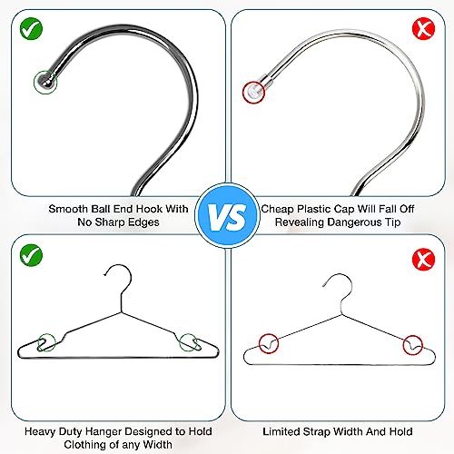 MLMD Lux Heavy Duty Metal Hangers with Unique Hook Design Durable & Sturdy Coat Hangers 4mm Thick Withstands 25lbs Weight Smooth Finish Compact Shirt Hangers - 40 Pack Chrome - Image 5