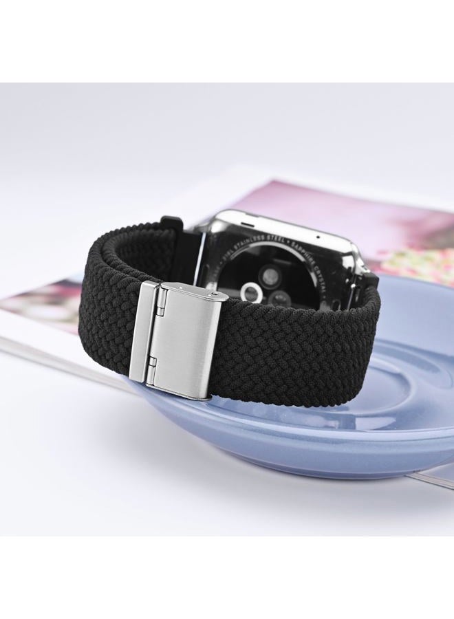 WOCCI 20mm Braided Nylon Watch Band for Men and Women, Quick Release, Silver Stainless Steel Buckle (Black) - Image 2