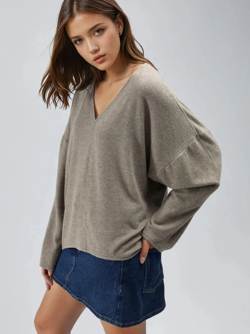 Busem BUSEM V-Neck Long Sleeve Blouse